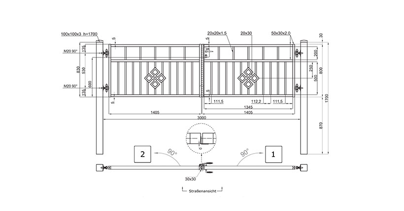 traum zaun24 schwenktor technische details